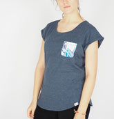 Womens Jack Wolfskin Moana 5011151 Night Blue Pocket Casual Regular Fit T Shirt